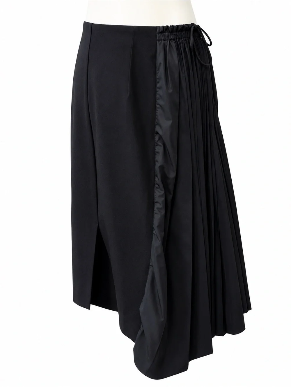 MEIMEIJ Asymmetrical Pleated Midi Skirt US 8 Black Made in Italy IT 44